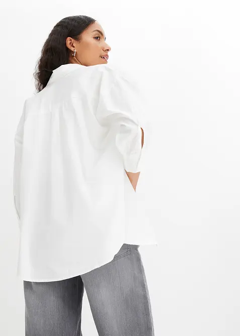 Chemisier oversize en coton, manches 3/4, bonprix