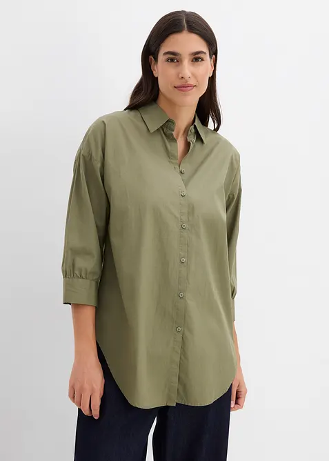 Chemisier oversize en coton, manches 3/4, bonprix