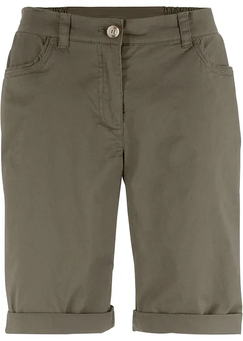 Bermuda paper touch en coton &agrave; taille confortable, bonprix