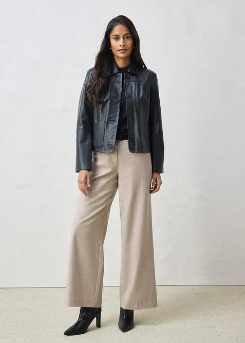 Veste courte en cuir nappa d&rsquo;agneau, bonprix