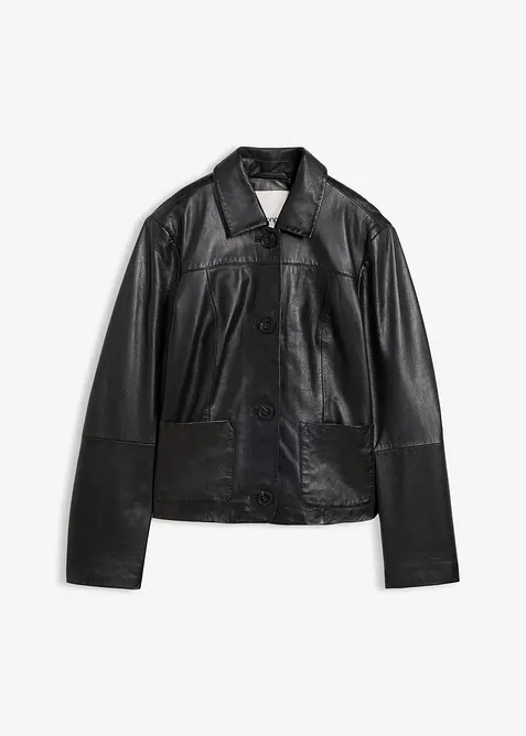 Veste courte en cuir nappa d&rsquo;agneau, bonprix