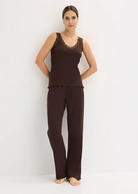 Pyjama c&ocirc;tel&eacute; avec top &agrave; dentelle, bonprix