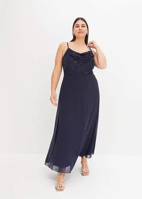 Robe &agrave; fines bretelles et haut &agrave; sequins brod&eacute;s, bonprix