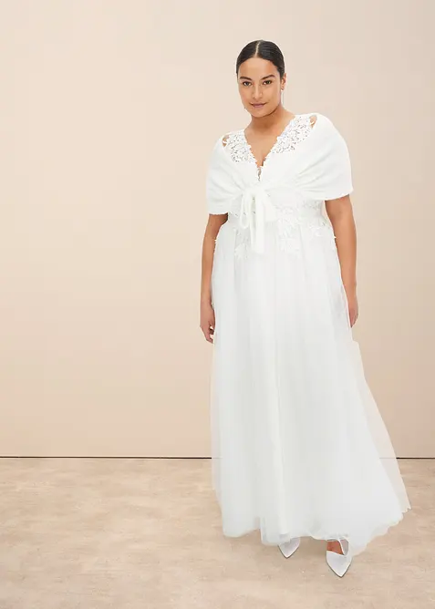 Robe de mari&eacute;e en tulle et dentelle, bonprix