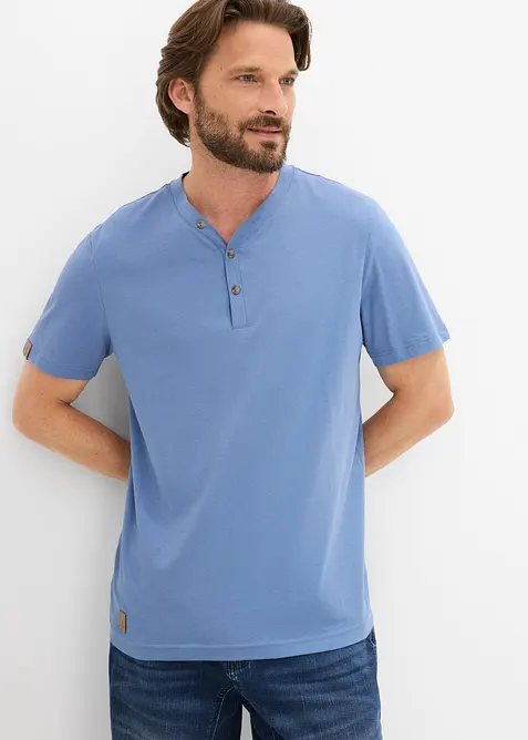 Lot de 2 T-shirts col tunisien 100&nbsp;% coton, bonprix