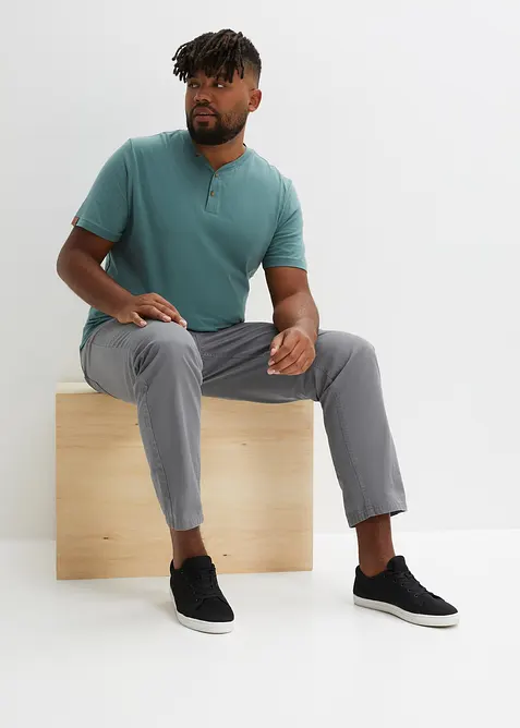 Lot de 2 T-shirts col tunisien 100&nbsp;% coton, bonprix