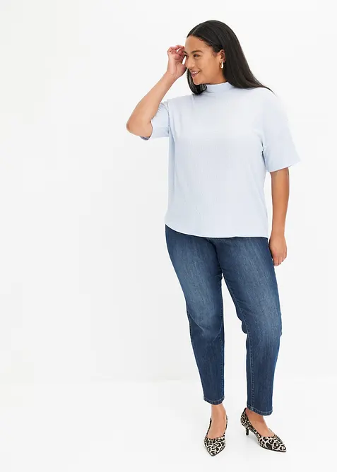 Jean droit taille mi-haute, extensible, bonprix