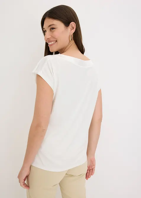 T-shirt avec bordure en satin, bonprix