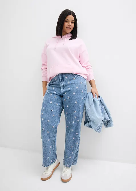 Jean droit, taille haute, coton, bonprix