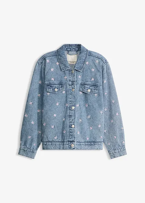 Veste en jean avec fleurs brod&eacute;es, bonprix