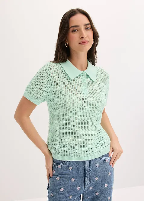 Pull ajour&eacute; 100% coton, bonprix