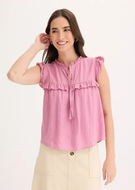Blouse volant&eacute;e en viscose m&eacute;lang&eacute;e, bonprix