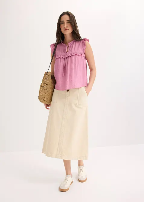 Blouse volant&eacute;e en viscose m&eacute;lang&eacute;e, bonprix