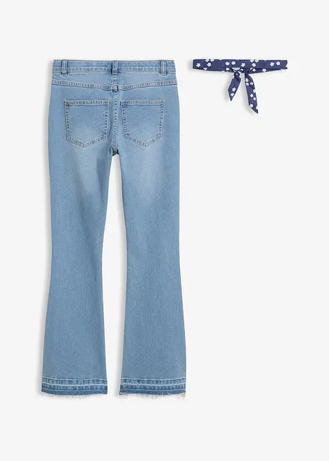Jean flare taille mi-haute avec ceinture &agrave; nouer (ens. 2 pces), bonprix