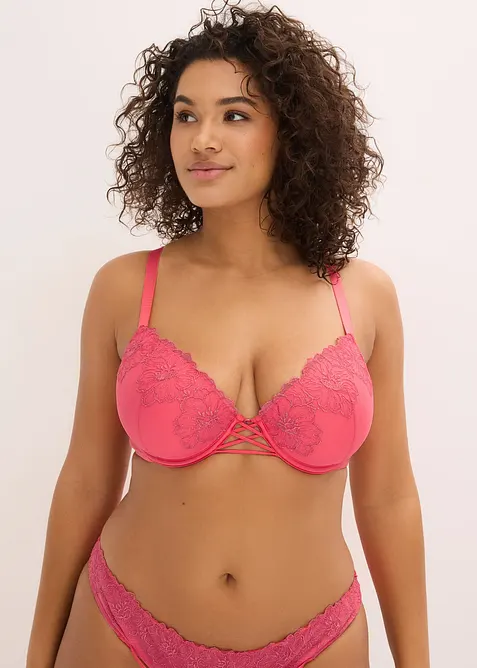 Soutien-gorge &agrave; coques avec broderie florale m&eacute;tallis&eacute;e, bonprix