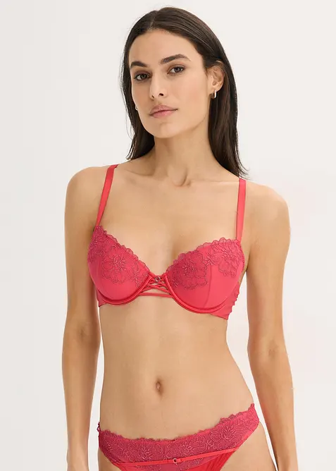 Soutien-gorge &agrave; coques avec broderie florale m&eacute;tallis&eacute;e, bonprix