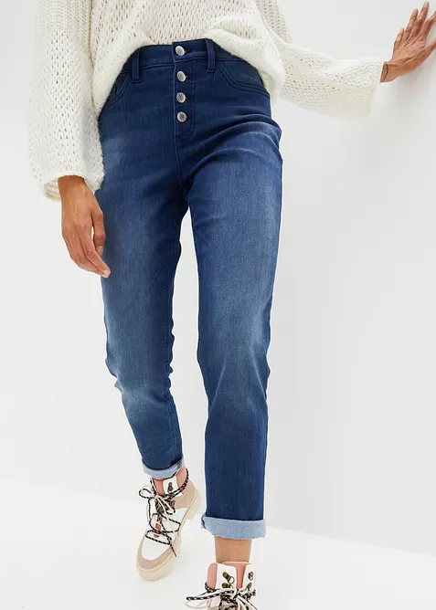 Jean chaud boyfriend taille mi-haute avec int&eacute;rieur doux, bonprix