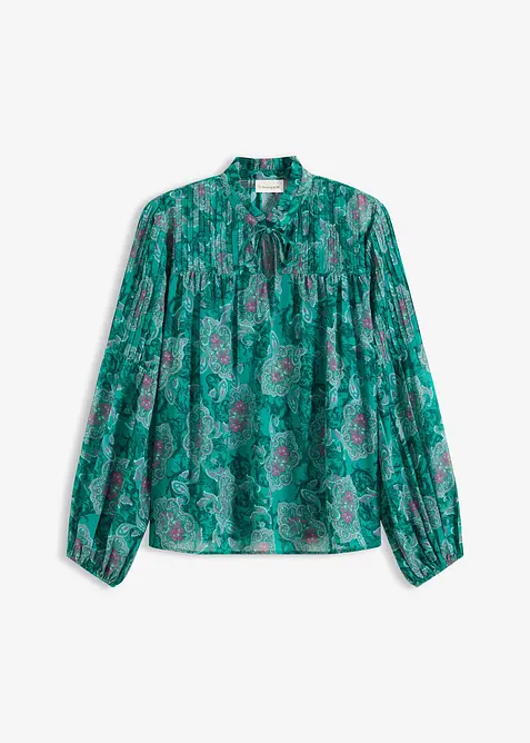 Tunique en satin &agrave; passepoils, bonprix