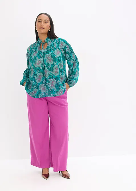 Tunique en satin &agrave; passepoils, bonprix