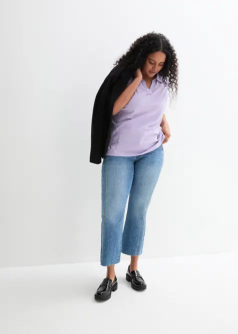 T-shirt &agrave; col polo ouvert, bonprix