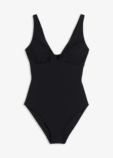 Maillot 1 pi&egrave;ce sculptant &agrave; d&eacute;collet&eacute; plongeant, maintien mod&eacute;r&eacute;, bonprix