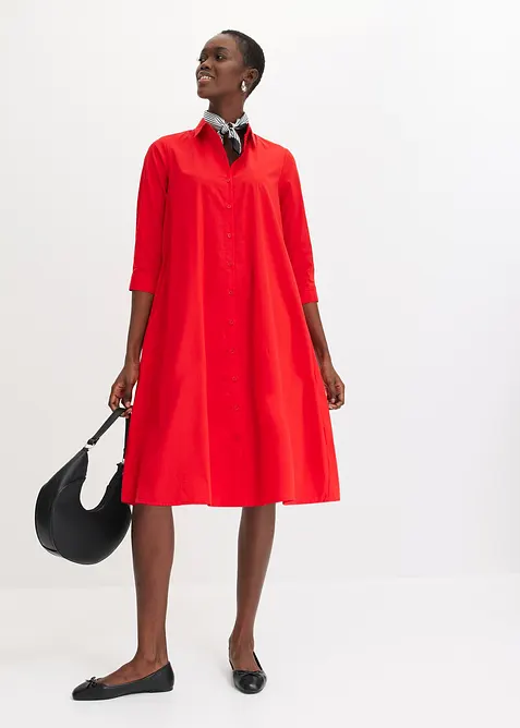 Robe-chemise en popeline solide, bonprix