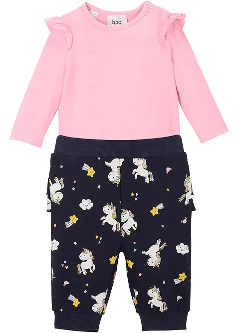 Body manches longues + pantalon sweat b&eacute;b&eacute; (Ens. 2 pces.) coton, bonprix