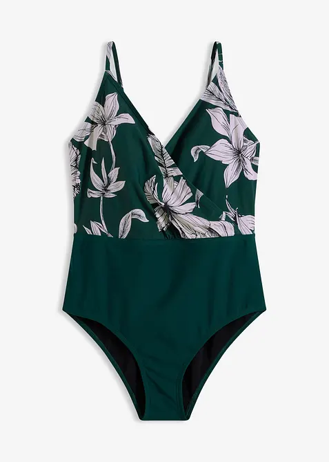 Maillot 1 pi&egrave;ce sculptant &agrave; col en V, maintien l&eacute;ger, bonprix