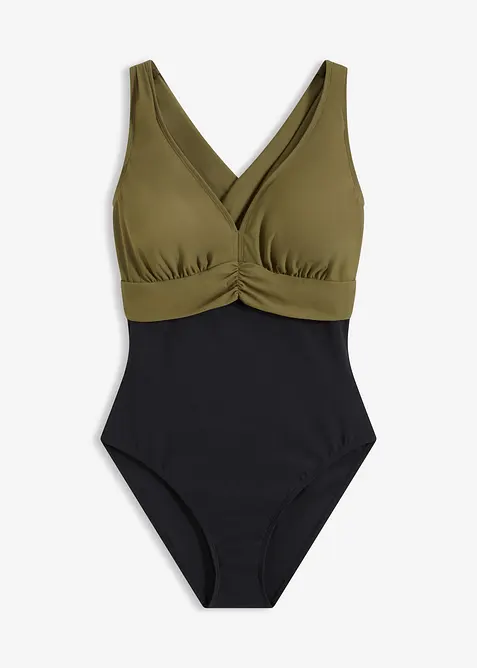 Maillot 1 pi&egrave;ce sculptant, maintien l&eacute;ger, encolure V, bonprix