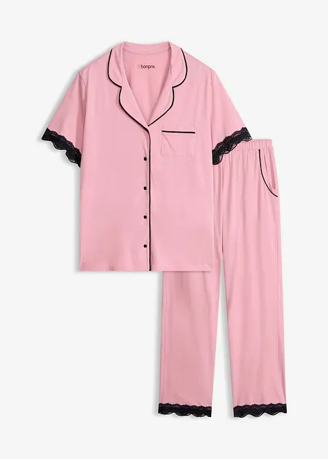 Pyjama boutonn&eacute; en mati&egrave;re douce, bonprix