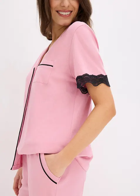 Pyjama boutonn&eacute; en mati&egrave;re douce, bonprix