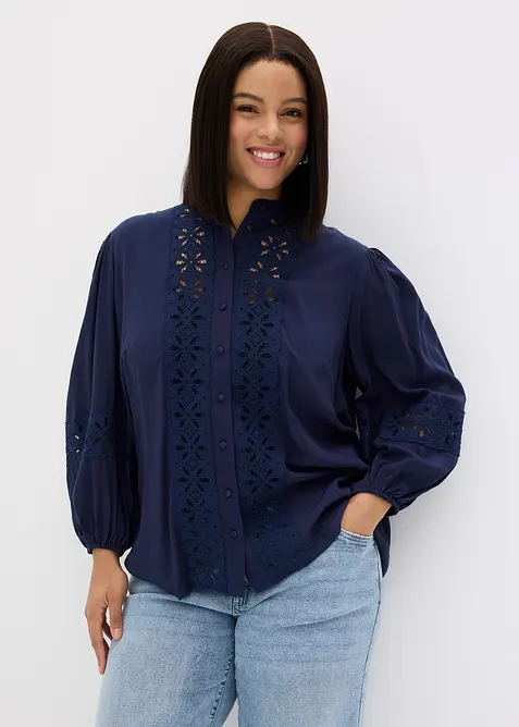 Chemisier &agrave; dentelle en viscose m&eacute;lang&eacute;e, bonprix