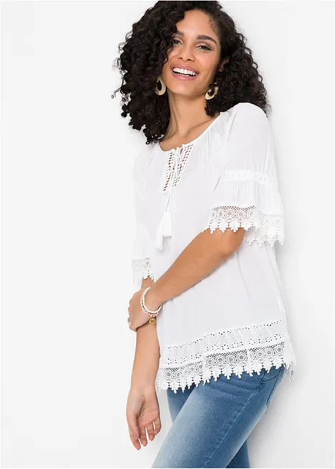 Tunique &agrave; dentelle en viscose douce, bonprix