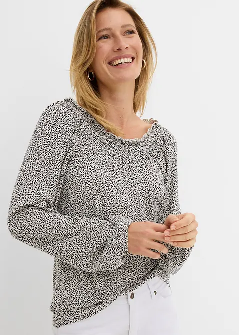 T-shirt manches longues en viscose extensible, bonprix