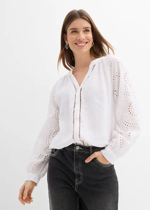 Blouse longue en gaze de coton l&eacute;g&egrave;re, bonprix