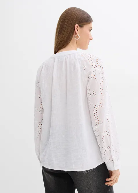 Blouse longue en gaze de coton l&eacute;g&egrave;re, bonprix