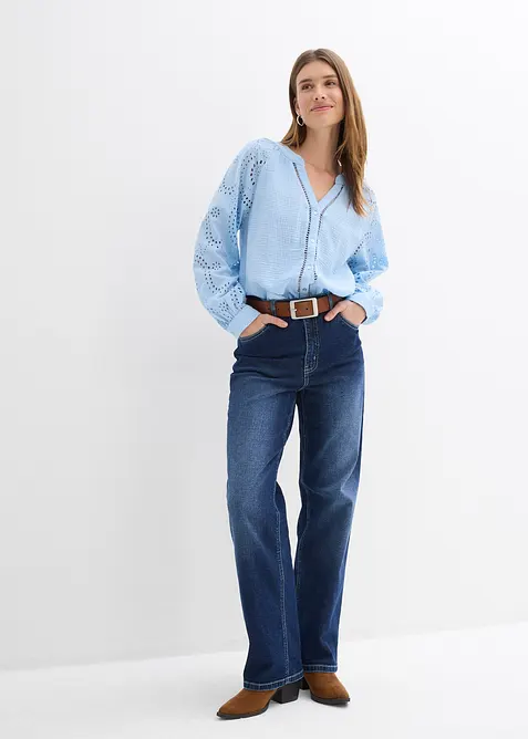 Blouse longue en gaze de coton l&eacute;g&egrave;re, bonprix