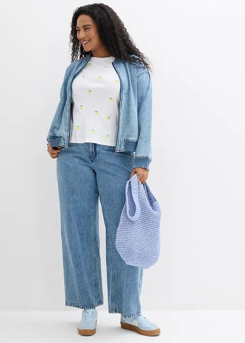 T-shirt c&ocirc;tel&eacute; et brod&eacute; 100% coton, bonprix