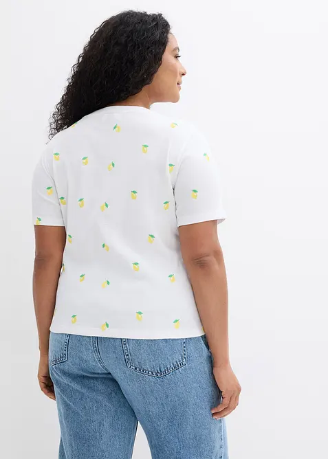 T-shirt c&ocirc;tel&eacute; et brod&eacute; 100% coton, bonprix