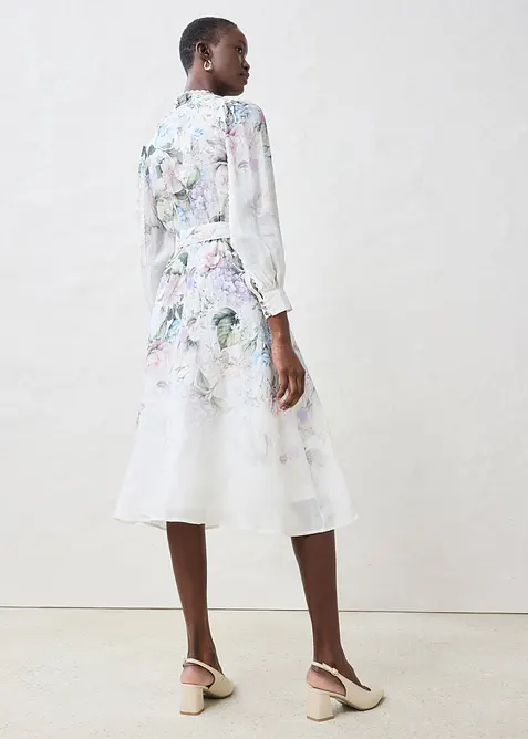 Robe midi en ramie avec ceinture (ens. 2 pces), bonprix