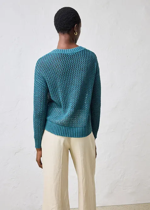Pull ajour&eacute; en lin m&eacute;lang&eacute;, bonprix