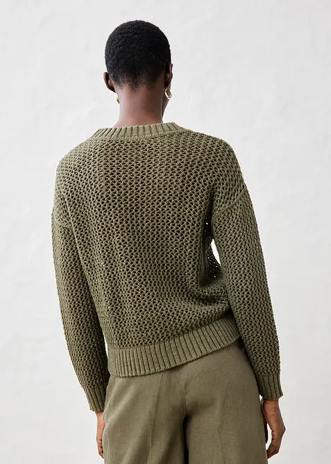 Pull ajour&eacute; en lin m&eacute;lang&eacute;, bonprix