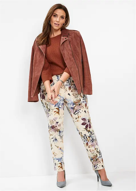 Pantalon extensible &agrave; imprim&eacute; floral, bonprix