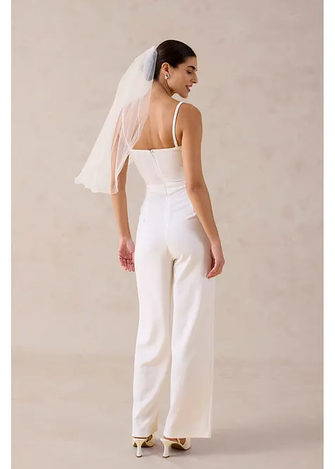 Combinaison de mari&eacute;e en cr&ecirc;pe textur&eacute; avec perles brod&eacute;es, bonprix