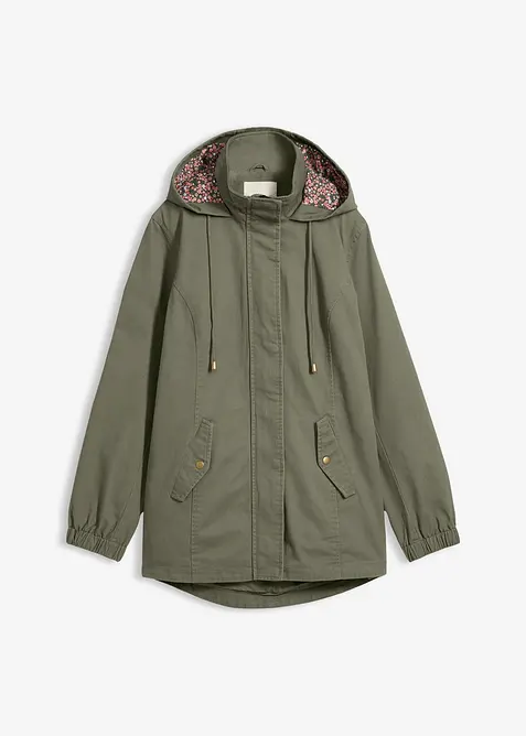 Parka de mi-saison en coton avec capuche imprim&eacute;e, bonprix