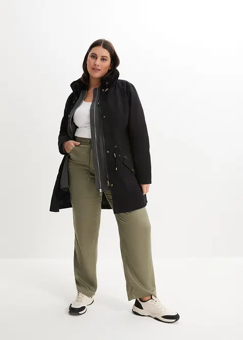 Parka courte en coton &agrave; col montant, cintr&eacute;e, bonprix