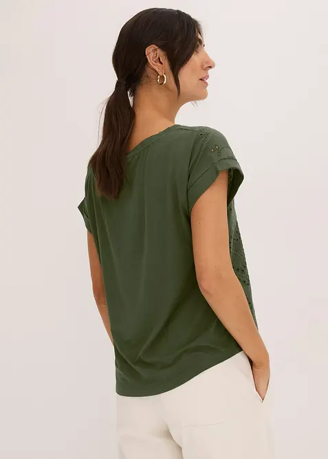 T-shirt &agrave; broderies anglaises, bonprix