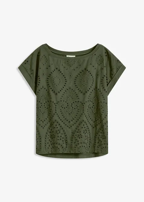 T-shirt &agrave; broderies anglaises, bonprix