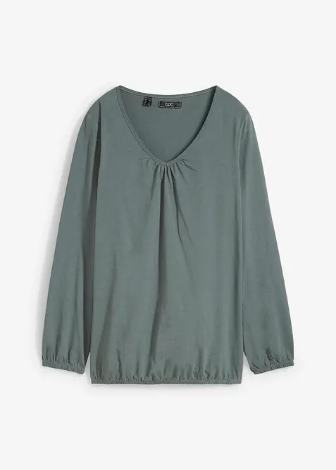 T-shirt manches longues 100% coton, finitions &eacute;lastiqu&eacute;es, bonprix