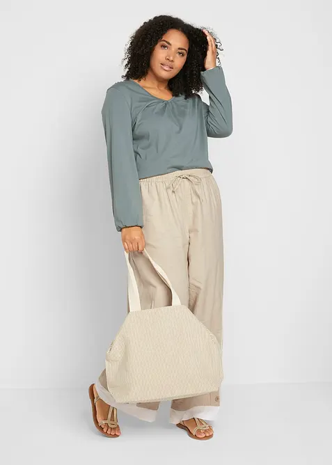 T-shirt manches longues 100% coton, finitions &eacute;lastiqu&eacute;es, bonprix